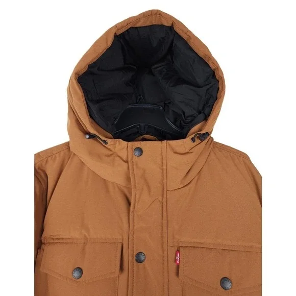 Levis Mens Arctic Cloth Quilted Parka Sz Medium Worker Brown Heavyweight NWT - Picture 4 of 5